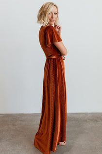 Andi Ribbed Velvet Wrap Dress | Copper ...